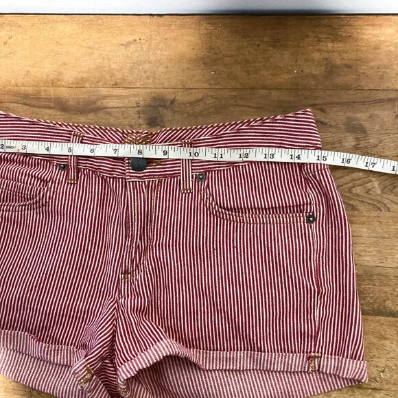 100% Cotton Low Rise Short Shorts Red and White stripe Size 4 - Picture 7 of 15